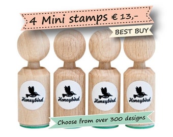 Choose 4 mini stamps from about 300 different designs