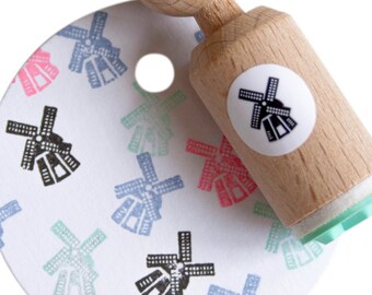 WindMill Mini Stamp, windmill rubber stamp, windmill ink stamp, dutch windmill, Dutch windmill stamp, mini stamp windmill