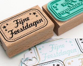 Fijne Feestdagen Christmas stamp with border and Mint rubber