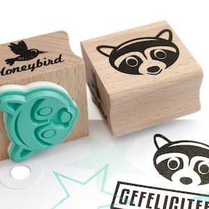 Tampon adorable visage de raton laveur - Parfait pour les enfants, le bricolage, les journaux et les projets de bricolage