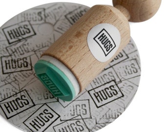 HUGS Mini text Stamp with mint rubber