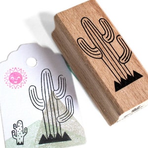 Timbro Cactus elegante con linee verticali e triangoli