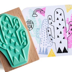 Grand tampon Cactus - Idéal pour les journaux, le scrapbooking et les amateurs de plantes - Carte postale Cactus en option