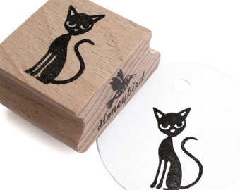 Cat stamp (sitting oriental shorthair cat)