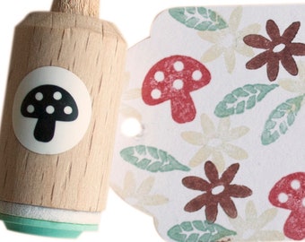 Toadstool Mini Stamp, toadstool ink stamp, toadstool rubber stamp, woodland, autumn, fall stamp, toad mini stamp, toad stamp