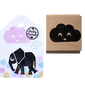 Happy Cloud Stamp by Miss Honeybird Wooden Rubber Stamp 画像 4