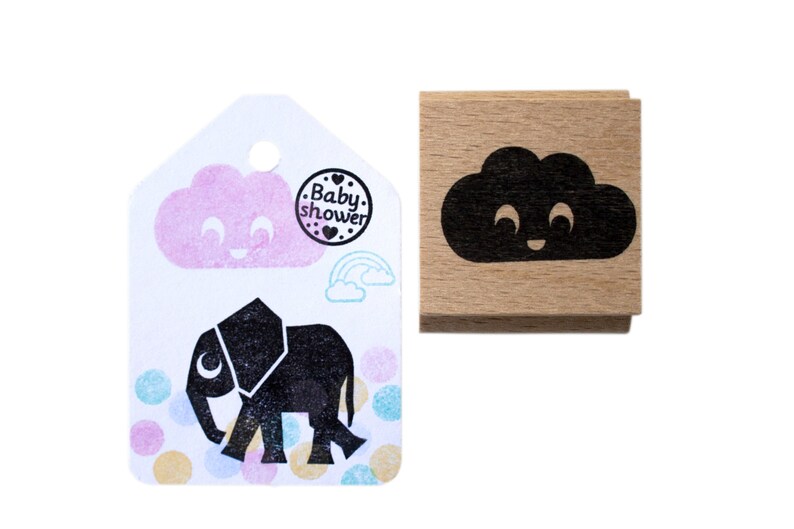 Happy Cloud Stamp by Miss Honeybird Wooden Rubber Stamp image 4