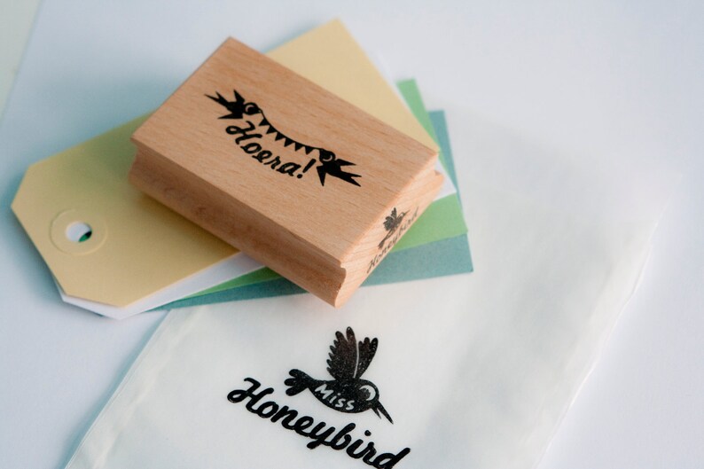 Rubber Stamp hoera meaning hurray in Etsy