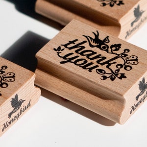 Thank You Rubber Stamp With Cute Bird - Etsy