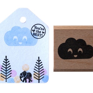 Happy Cloud Stamp by Miss Honeybird Wooden Rubber Stamp image 5