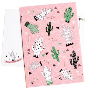Cartolina di cactus rosa – Graziosa nota A6 per regali, diari e posta ordinaria