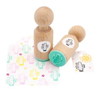 Adorable Mini Wooden cactus Stamp Unique Gift image 8