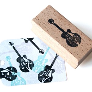 Guitar stamp Gretsch ink stamp, guitar rubber stamp, music lover, artist, 50's, father's day image 2