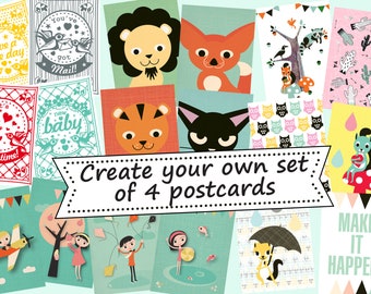 Mix and match! Create your own set of 4 postcards