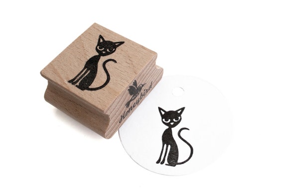 Cat stamp (sitting oriental shorthair cat)