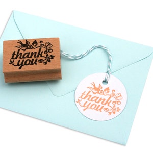 Thank You Rubber Stamp With Cute Bird - Etsy