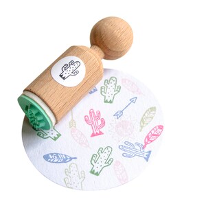 Adorable Mini Wooden cactus Stamp Unique Gift image 7