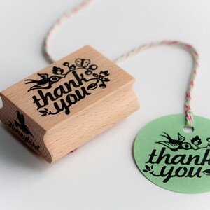 Thank You Rubber Stamp With Cute Bird - Etsy