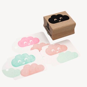 Happy Cloud Stamp by Miss Honeybird Wooden Rubber Stamp image 2