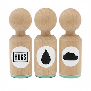 Mini Rubber Stamp Set: Hugs, Raindrop, Cloud