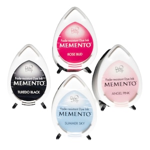 Set di tamponi di inchiostro Memento Dew Drop / Rose Bud, Summer Sky, Angel Pink, Tuxedo Black / Perfetti per timbratura e scrapbooking