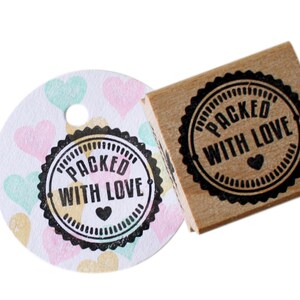 Packed with love ink stamp, package stamp, wrapping stamp, diy wrapping paper, stamping, present stamp image 3