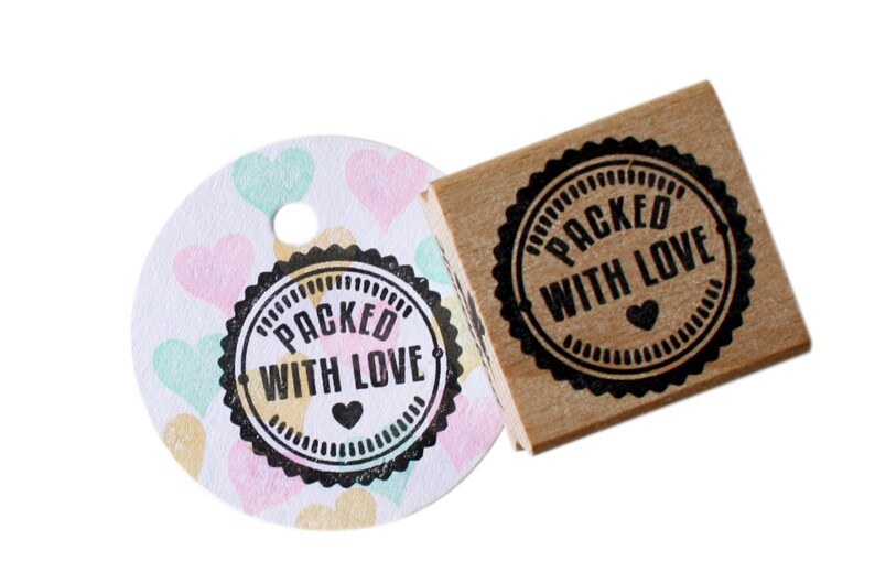 Packed with love ink stamp, package stamp, wrapping stamp, diy wrapping paper, stamping, present stamp image 3