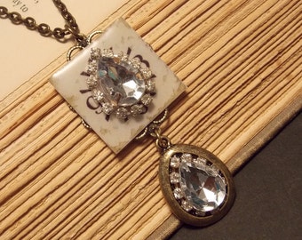 Vintage Inspired Crystal Steampunk Pendant