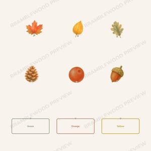 May include: An educational worksheet titled Sort by Color with the instruction to draw a line from each object to the matching basket. It features illustrations of a maple leaf, yellow leaf, oak leaf, pinecone, berry, and acorn above three colored boxes.
