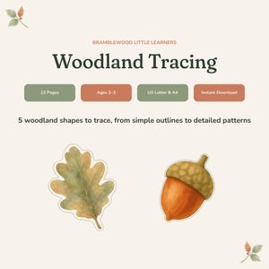 Toddler Tracing Practice Pack, Pre-Writing Fine Motor Printable, Nature Activity, Ages 2-3 image 1