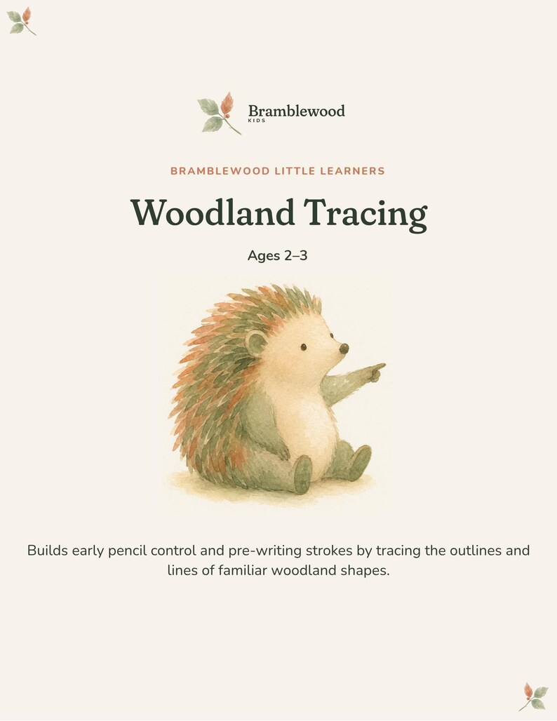 Toddler Tracing Practice Pack, Pre-Writing Fine Motor Printable, Nature Activity, Ages 2-3 image 2