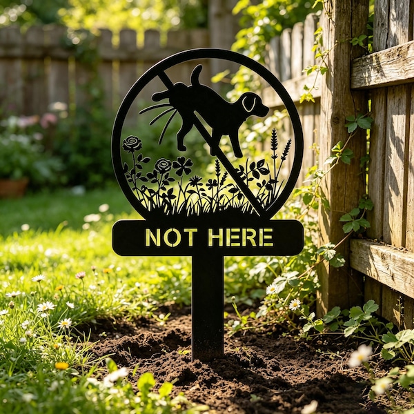 Don't pee here Metal Stake, Custom Dog Garden Metal Sign,Garden Decor,Garden Metal Stake