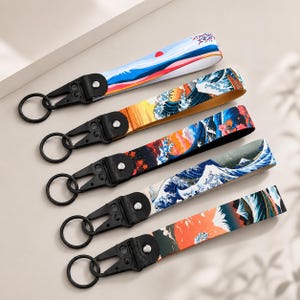 Nyckelring med snodd i japanskt vågmönster, JDM-present till bilentusiaster (19 cm)