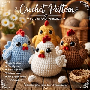 4in1 Stardew Valley gifts Mini Chicken Amigurumi Crochet Pattern | Make gifts for Bag/Key /baby Charm PDF, plushie for beginners Halloween