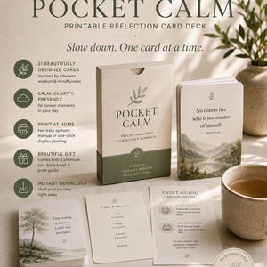Utskrivbara reflektionskort | Pocket Calm Mindfulness-kortlek (digital nedladdning)