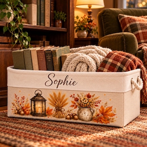Gepersonaliseerde herfstmand, opbergmand op maat, herfstdecoratie voor in huis, Thanksgiving-cadeau, gezellige organizer voor thuis