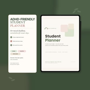 ADHD Student Planner, Undated Semester Assignment Tracker (Digital Download)