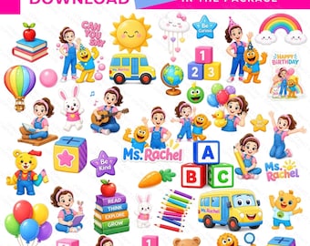 100+ Ms Rachel PNG Clipart, Ms Rachel Sticker PNG Bundle, Ms Rachel Birthday Party Decor, Cake Topper, Shirt Design Instant Download