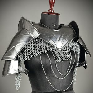 Stålaxelrustning med ringbrynja | Medeltida riddare Cosplay Pauldrons