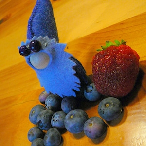 Blueberry Gnome, Small Handmade Waldorf Gnome, Peg Doll, Art Doll