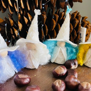 White Wool Felt Witch, Winter Witch, Peg Doll Witch, Waldorf Inspired, Art Doll, Minature Witch