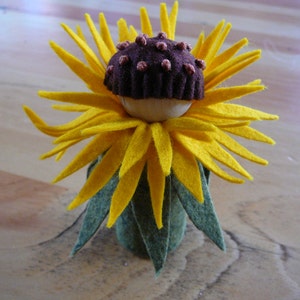 Yellow Peg Doll Flower Fairy, Waldorf Inspired, Large Wool Felt Fairy