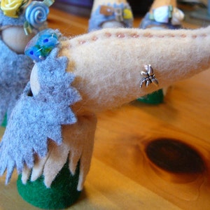 Summer Gnomes, Walforf Inspired, Wool Felt Peg Doll Gnome, One of a Kind