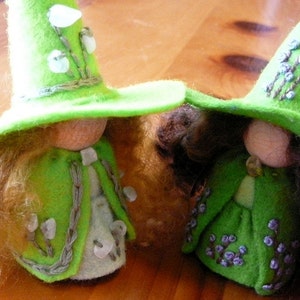 Spring Wool Felt Witch, Peg Doll Witch, Waldorf Inspired, Waldorf Art Doll