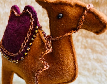 Handmade Camel, Waldorf Inspired, Wool felt Standing Camel