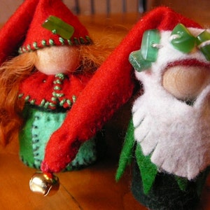 Christmas Gnome Couple, Waldorf Peg Dolls,  Holiday Gnomes, Art Dolls