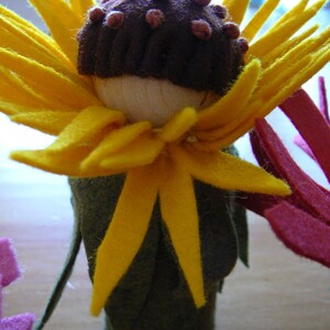 Small Yellow Flower Fairy, Waldorf Inspired, Wool Felt Peg Doll Fairy image 5