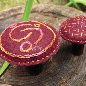 Felt Mushrooms, Waldorf Inspired, Peg Doll Fungi, Nature Table Mushrooms,  Pair of  Handmade Mushroom
