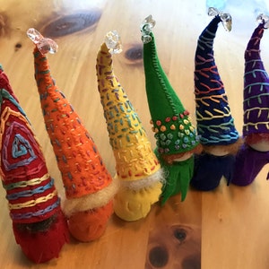A Rainbow of Gnomes, Wool Felt Gnomes, Peg Doll Gnome, Waldorf Inspired, Art Doll