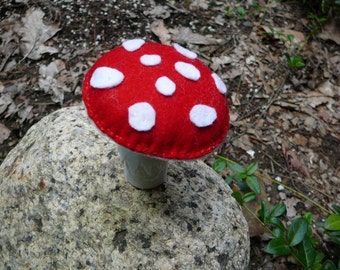 Felt Mushrooms, Waldorf Inspired, Peg Doll Fungi, Nature Table Mushrooms,  Small Handmade Red Mushroom